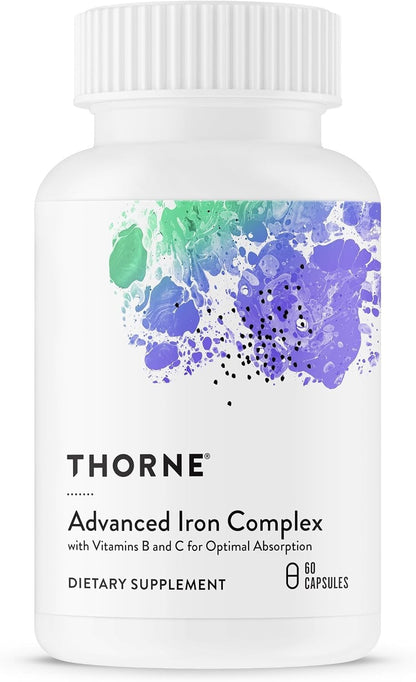 THORNE - Advanced Iron Complex (Formerly Ferrasorb) - Complete Blood Support Formula* - Elemental Iron, Folate, B and C Vitamins for Optimal Absorption - Gluten, Dairy & Soy-Free - 60 Servings - Maple Wellness Supplements