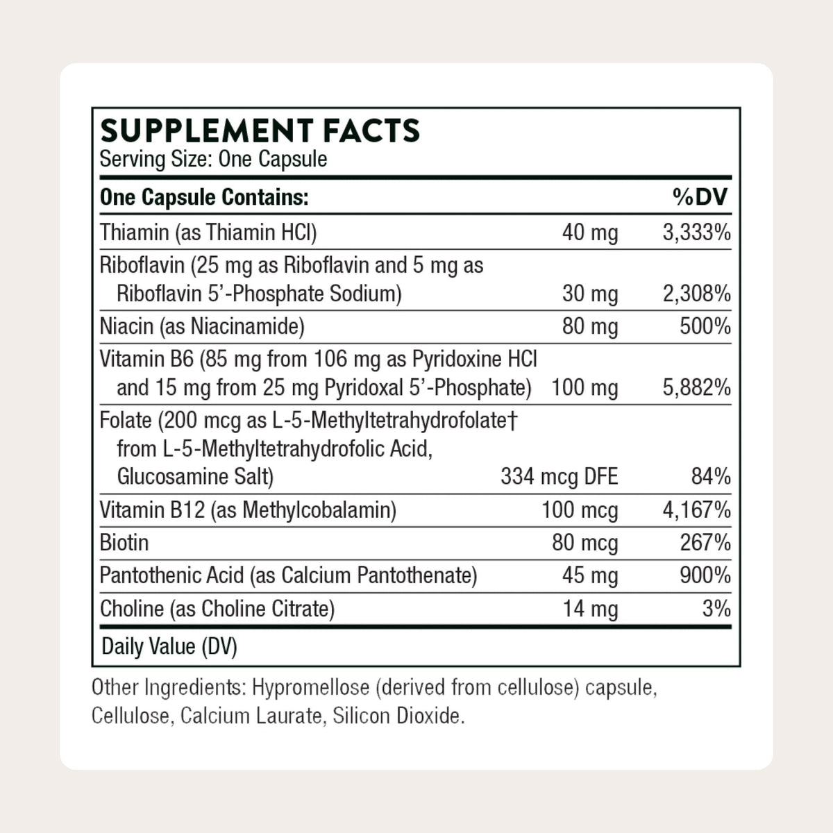 THORNE - B-Complex 6 - Vitamin B Complex with Active Forms of Essential B Vitamins & Extra B6-60 Servings - Maple Wellness Supplements
