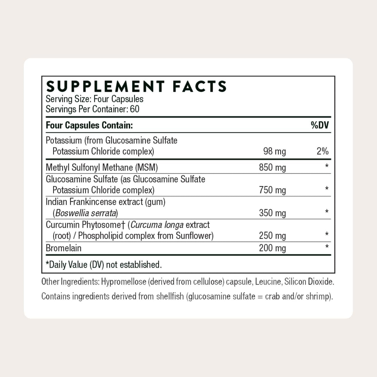 THORNE - Joint Support Nutrients - Formulated with Glucosamine, MSM, Curcumin, Bromelain, Boswellia & Potassium for Joint Support* - Third-Party Certified - Gluten, Dairy & Soy-Free - 240 Capsules - Maple Wellness Supplements