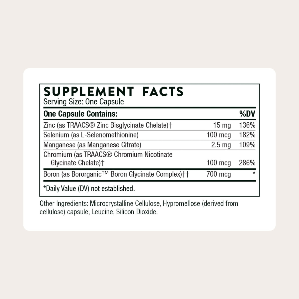 THORNE - Trace Minerals - Optimally Absorbed, Chelated Mineral Supplement with Zinc, Boron, Selenium, Chromium & Manganese - Third-Party Certified - Maple Wellness Supplements