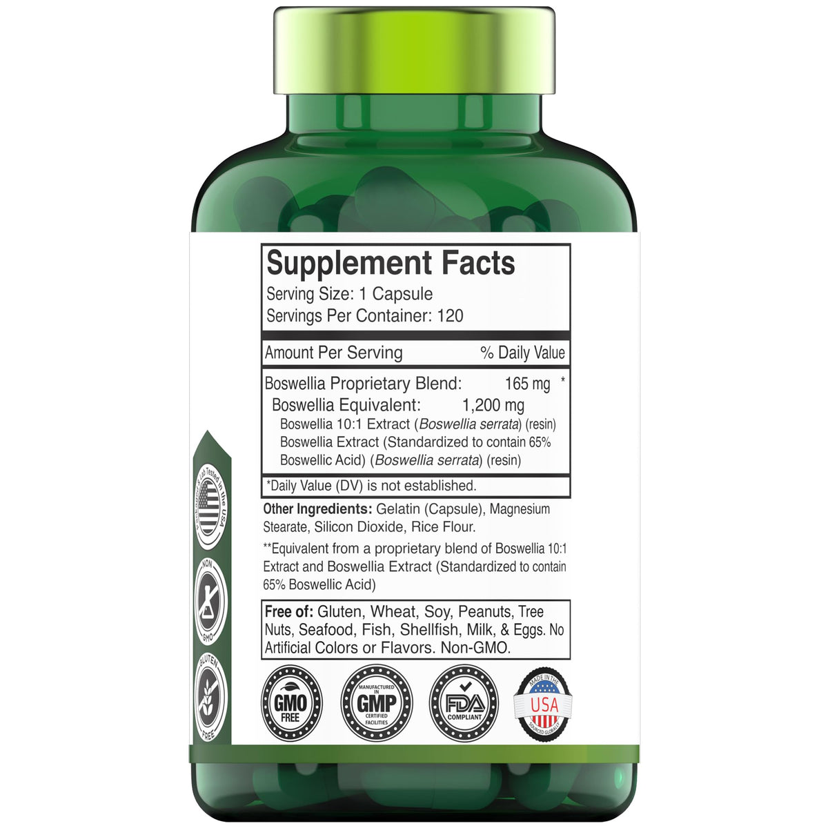 tnvitamins Boswellia Extract Capsules, 120 Count | 1,200 mg Per Capsule | 65% Boswellic Acids + 10:1 Concentrated Extract | Boswellia Serrata - Maple Wellness Supplements