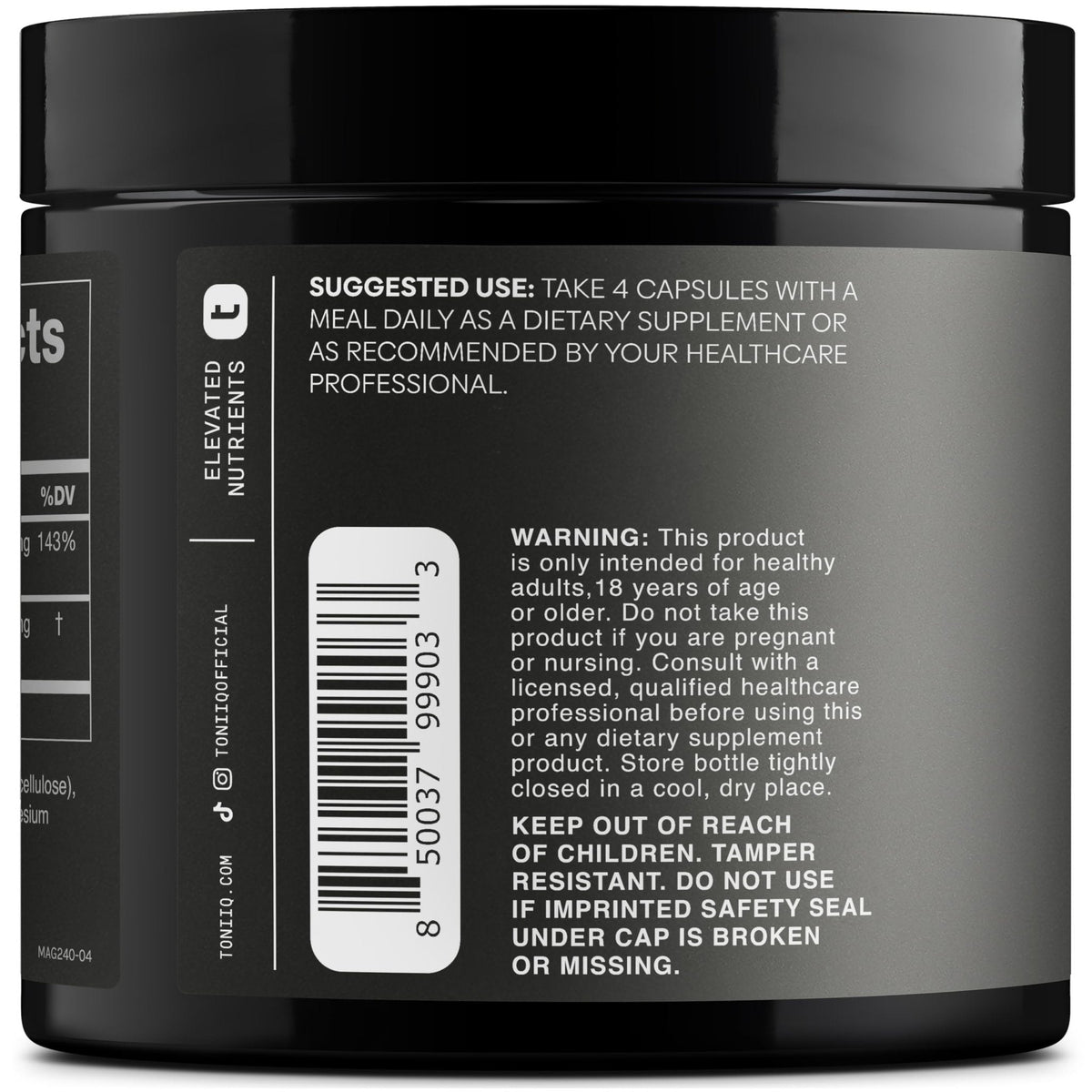 Toniiq 3,000mg Ultra High Strength Magnesium Glycinate - 20% Purified to Contain 600mg of Elemental Magnesium - Chelated and Bioavailable Magnesium - Maple Wellness Supplements