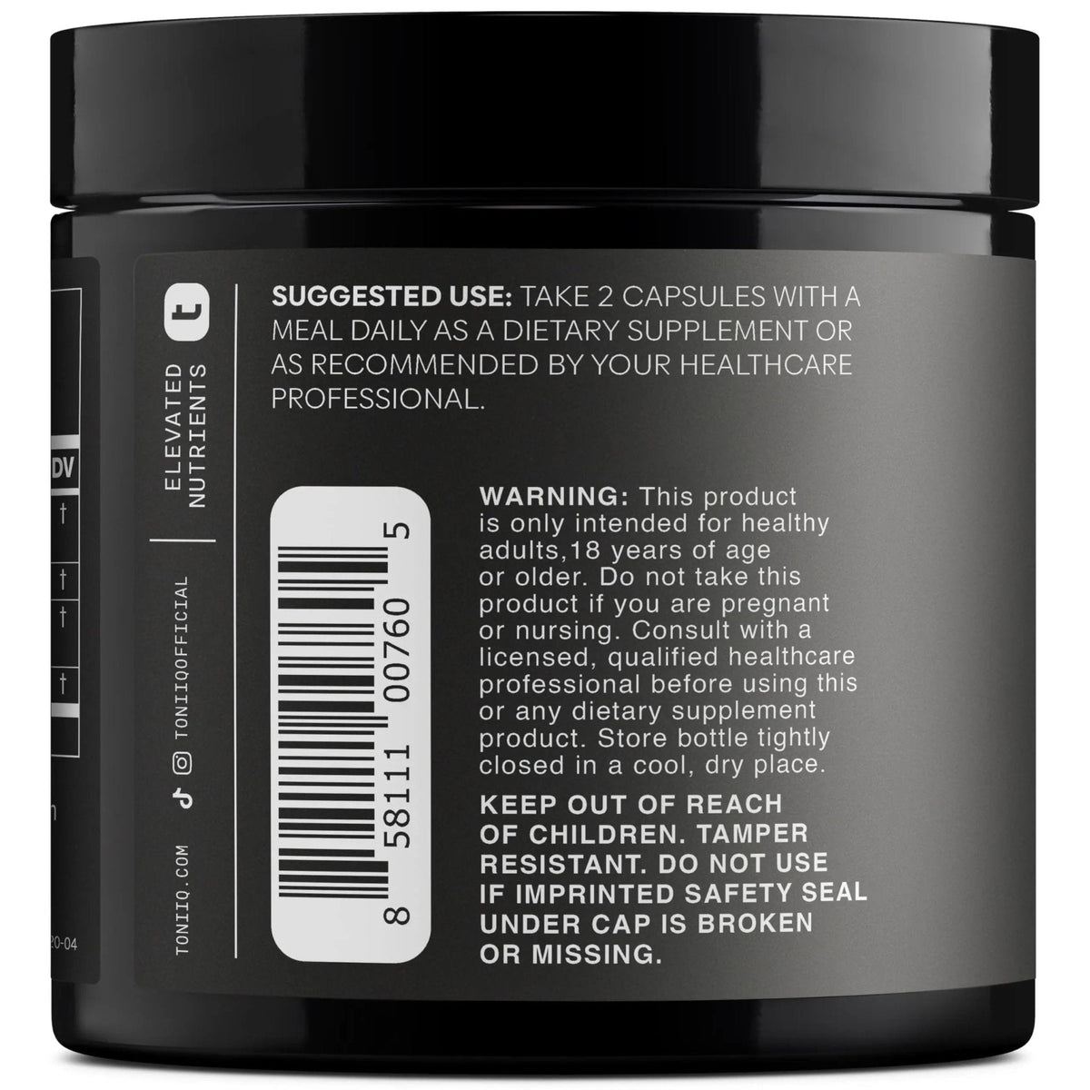 Toniiq Ashwagandha – 40:1 Concentrated Extract – 25% Withanolides – Wild Harvested in India – Highly Bioavailable with Black Pepper – Third-Party Tested – 120 Capsules - 1,300mg per Serving - Maple Wellness Supplements