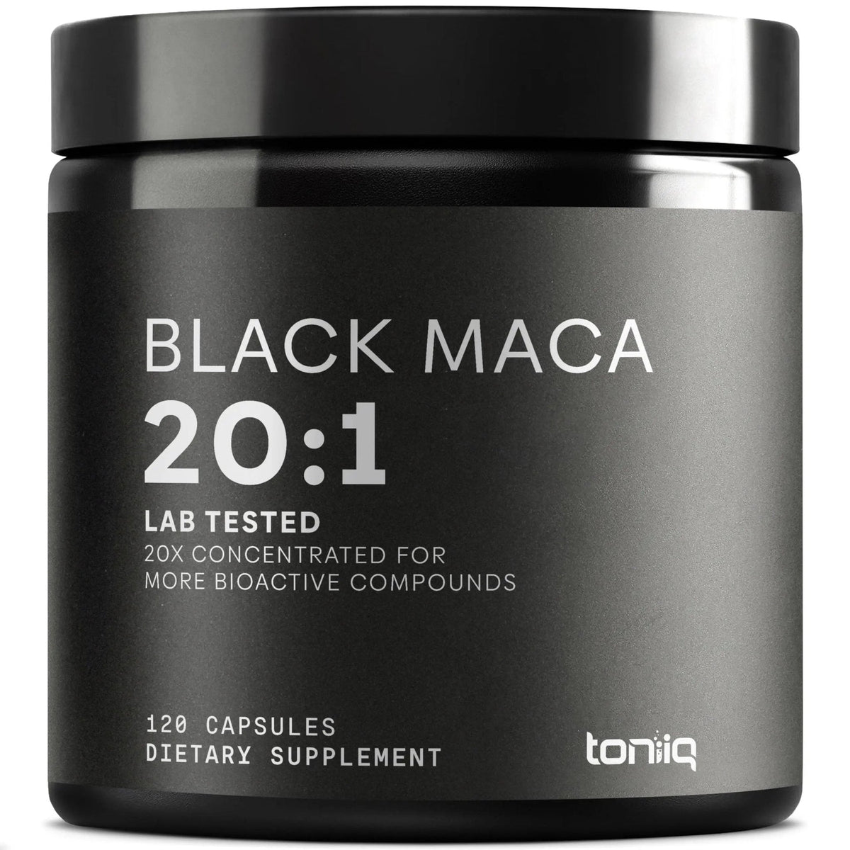 Toniiq Black Maca Root - Ultra High Potency 20:1 Extract - Single Origin, Wildcrafted & Highly Concentrated - Third-Party Lab Tested - 120 Capsules - Maple Wellness Supplements