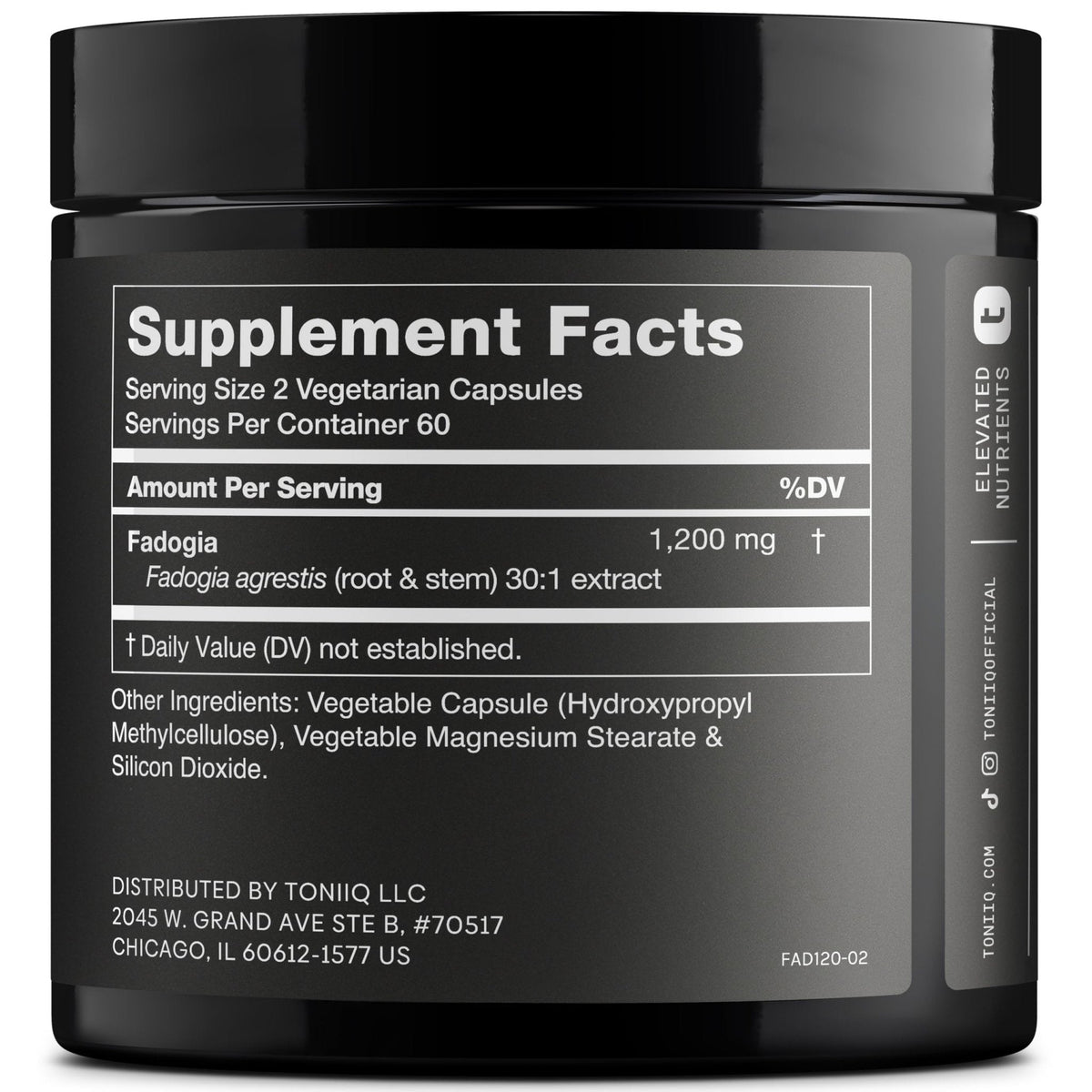 Toniiq Fadogia Agrestis - Ultra High Potency 30:1 Extract - 1200mg Per Serving - Highly Concentrated - Third-Party Lab Tested - 120 Capsules - Maple Wellness Supplements