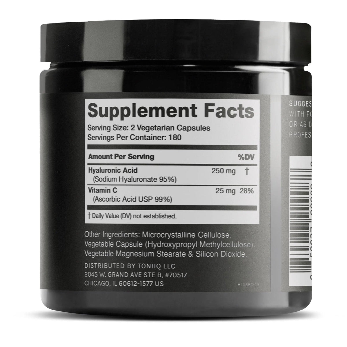 Toniiq Hyaluronic Acid Supplements – Lab Tested 95% Ultra High Purity – Fermented and Bioavailable with Vitamin C – Third Party Lab Tested – 360 Capsules - Maple Wellness Supplements