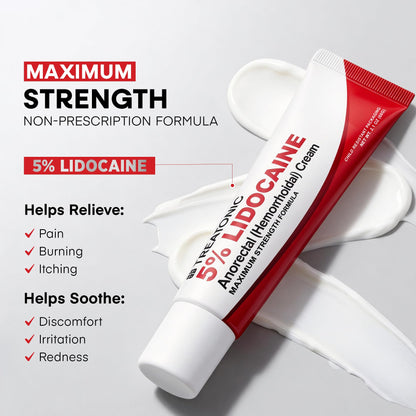 Treatonic 5% Lidocaine Numbing Cream: Lidocaine Cream for Pain Relief, Itching, Burning, Soreness, Hemorrhoid - Maximum Strength Topical Numb Cream - Fast Acting & Long Lasting Numbing Cream - 4.2 oz - Maple Wellness Supplements