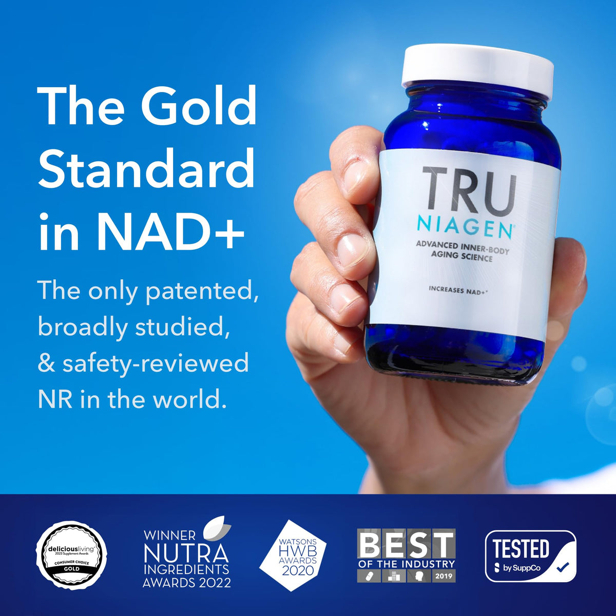 TRU NIAGEN Patented NAD Supplement for Brain Function, Anti Aging & Cell Regeneration, 300mg Niagen, 30 Servings | Supports Cellular Energy, Muscle | Nicotinamide Riboside (NR) Take 1 Daily | 1 Bottle - Maple Wellness Supplements