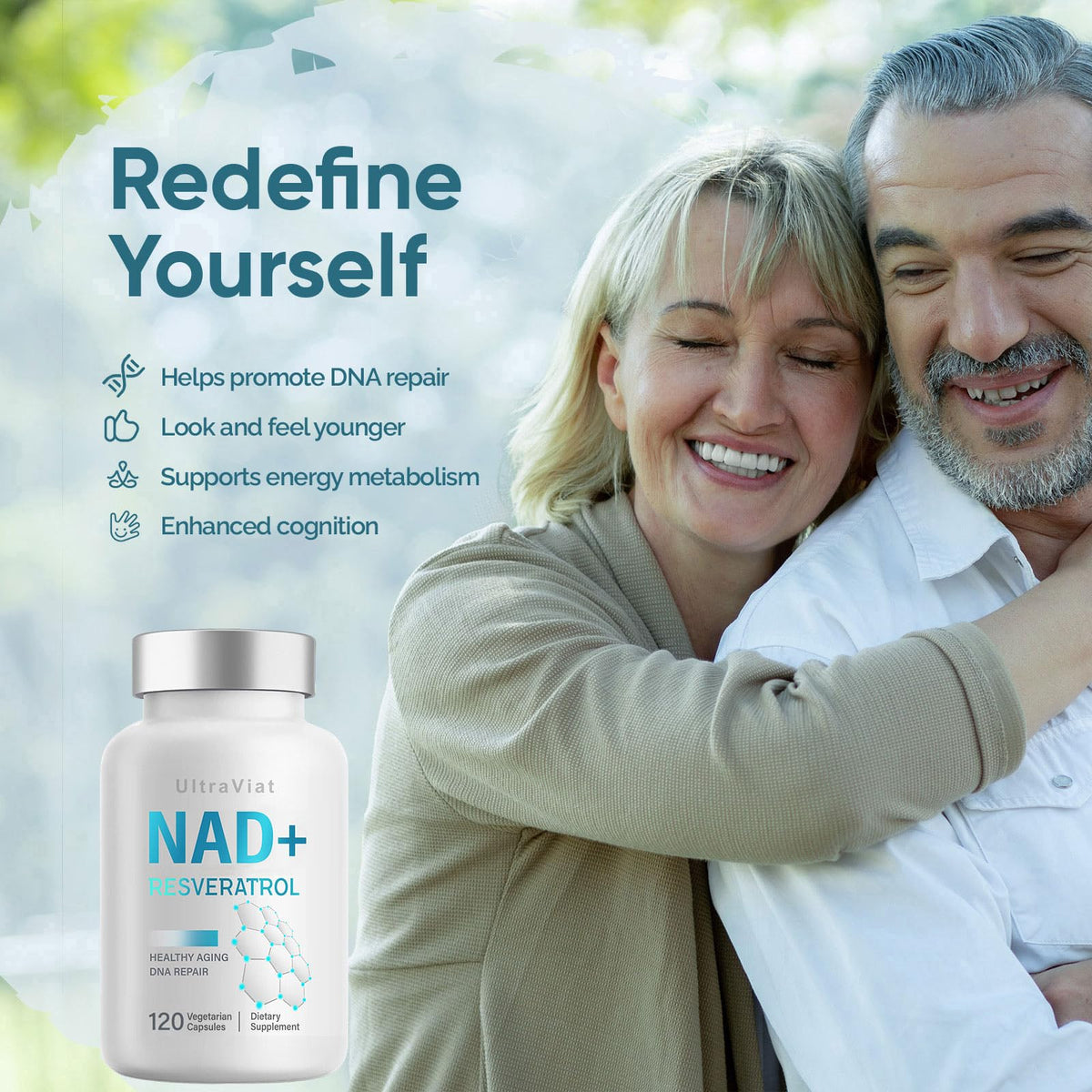 UltraViat NAD+ Supplement 1000mg, Premium NAD+ & Resveratrol Complex for Energy & Anti Aging - 120 Capsules - Maple Wellness Supplements