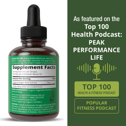 USDA Organic Ginger Root Extract Liquid Drops. Zero Sugar, Non Bitter Vegan Ginger Oil Supplement for Immune, Digestive + Gut Support. High Bioavailability, Gluten Free for Women and Men. Take Orally - Maple Wellness Supplements