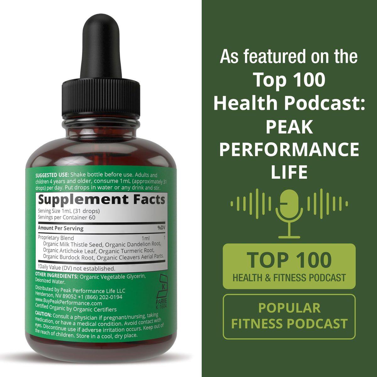 USDA Organic Liver Cleanse Detox & Repair. 6-in-1 Liquid Drops with Organic Milk Thistle, Artichoke Extract, and More. Zero Sugar, Liver Health Support Tincture Supplement Alternative to Capsules - Maple Wellness Supplements