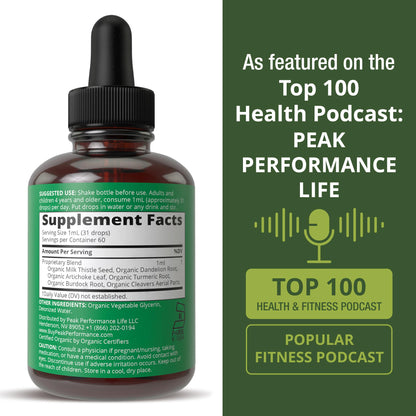 USDA Organic Liver Cleanse Detox & Repair. 6-in-1 Liquid Drops with Organic Milk Thistle, Artichoke Extract, and More. Zero Sugar, Liver Health Support Tincture Supplement Alternative to Capsules - Maple Wellness Supplements