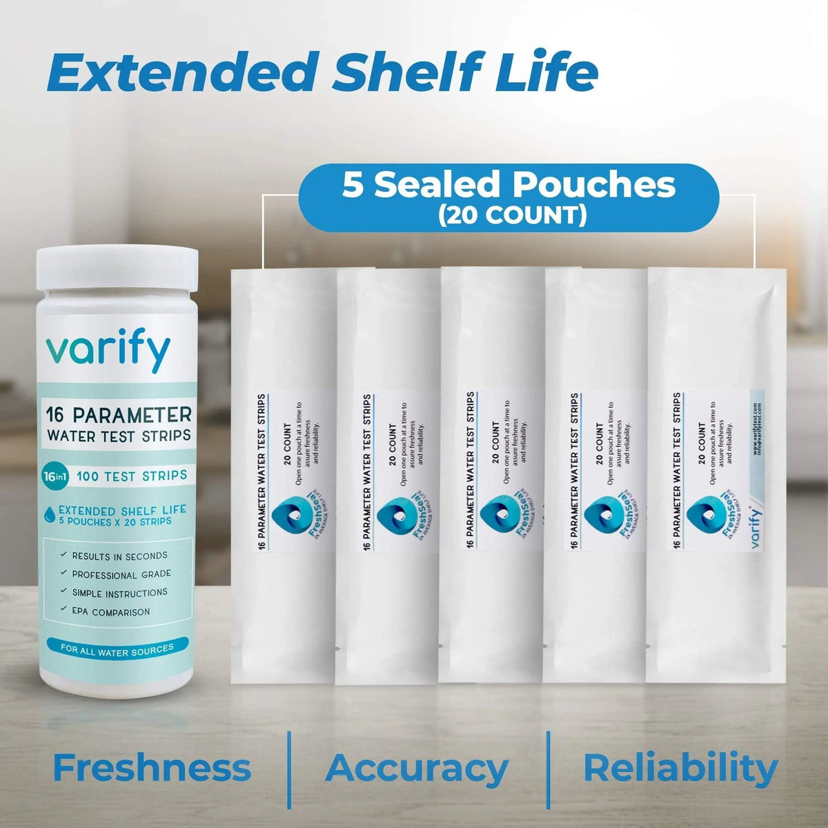 Varify 17in1 Complete Drinking Water Test Kit - 100 Strips + 2 Bacteria Tester Kits - Well, Tap, Home, City Water Testing Strip for Lead, Alkaline, Chlorine, Hardness, Iron, Fluoride, Copper & More - Maple Wellness Supplements