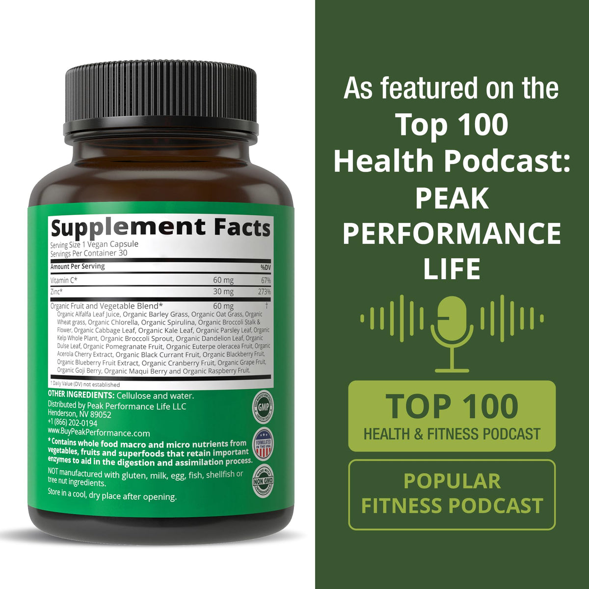 Vegan Zinc Supplement with Vitamin C + Whole Food Blend of 25 Vegetables and Fruits for Max Absorption. Zinc Supplements 30mg Capsules, Pills, Tablets, Vitamins for Adults Both Men and Women - Maple Wellness Supplements