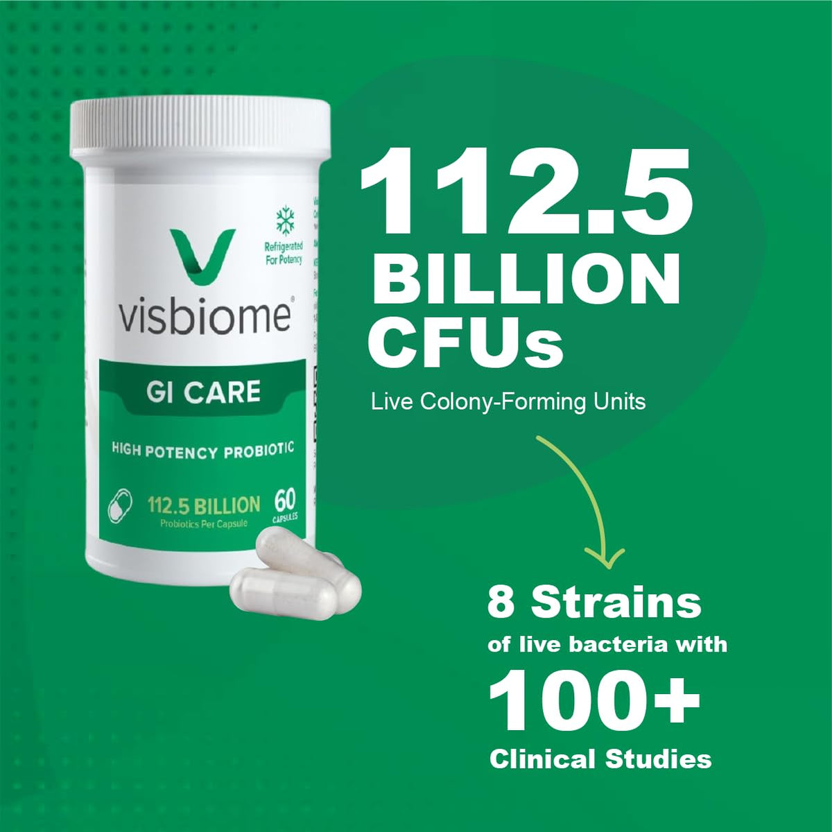 Visbiome® GI Care - High Potency Probiotic - 112.5 Billion CFU Live Probiotics, Original De Simone Formulation - Maple Wellness Supplements