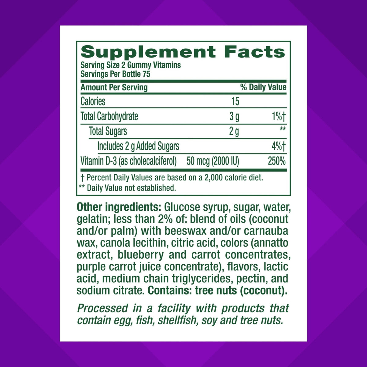 vitafusion Vitamin D3 Gummies, Bone and Immune Support, Peach, Blackberry, Strawberry Flavored - Maple Wellness Supplements
