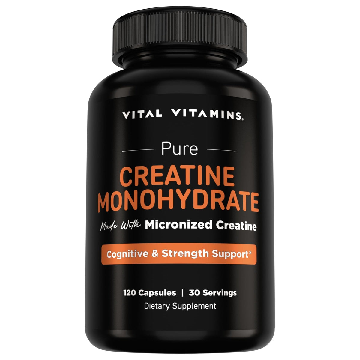 Vital Vitamins Creatine Monohydrate Pills for Women & Men - Micronized Creatine Capsules - Cognitive, Strength, Recovery Support - 3g (3000mg) per Serving - Vegan, Non-GMO, 120 Count - Maple Wellness Supplements