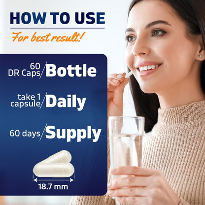 Vitamatic Lactobacillus Plantarum - 20 Billion per DR Capsule - 60 Count - Digestive Support - Made with Prebiotic Inulin Fiber - Maple Wellness Supplements