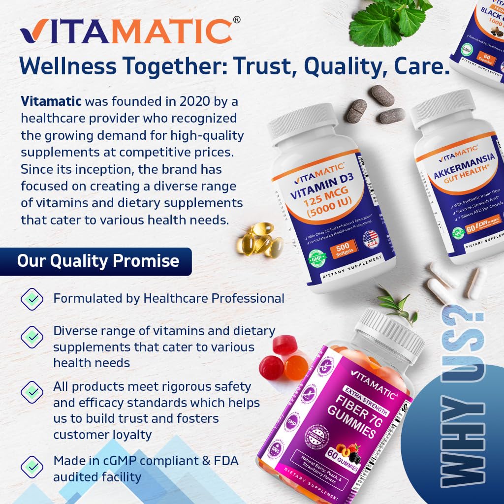 Vitamatic Magnesium Complex, 400mg Elemental MG (as Bisglycinate, Citrate, Taurate, Malate, Aspartate, Oxide, Gluconate, Lysinate Glycinate, Orotate, Succinate) - 120 Capsules per Pack - 2 Pack - Maple Wellness Supplements