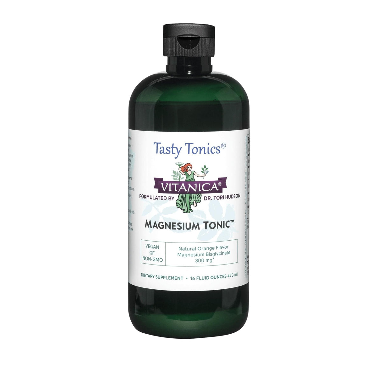 Vitanica Magnesium Tonic, Liquid Magnesium Bisglycinate Chelate 300 mg with Vitamin B6, Dr Formulated Supplement, Orange Flavor, Vegan, Gluten Free and Non-GMO,16 fl oz - Maple Wellness Supplements
