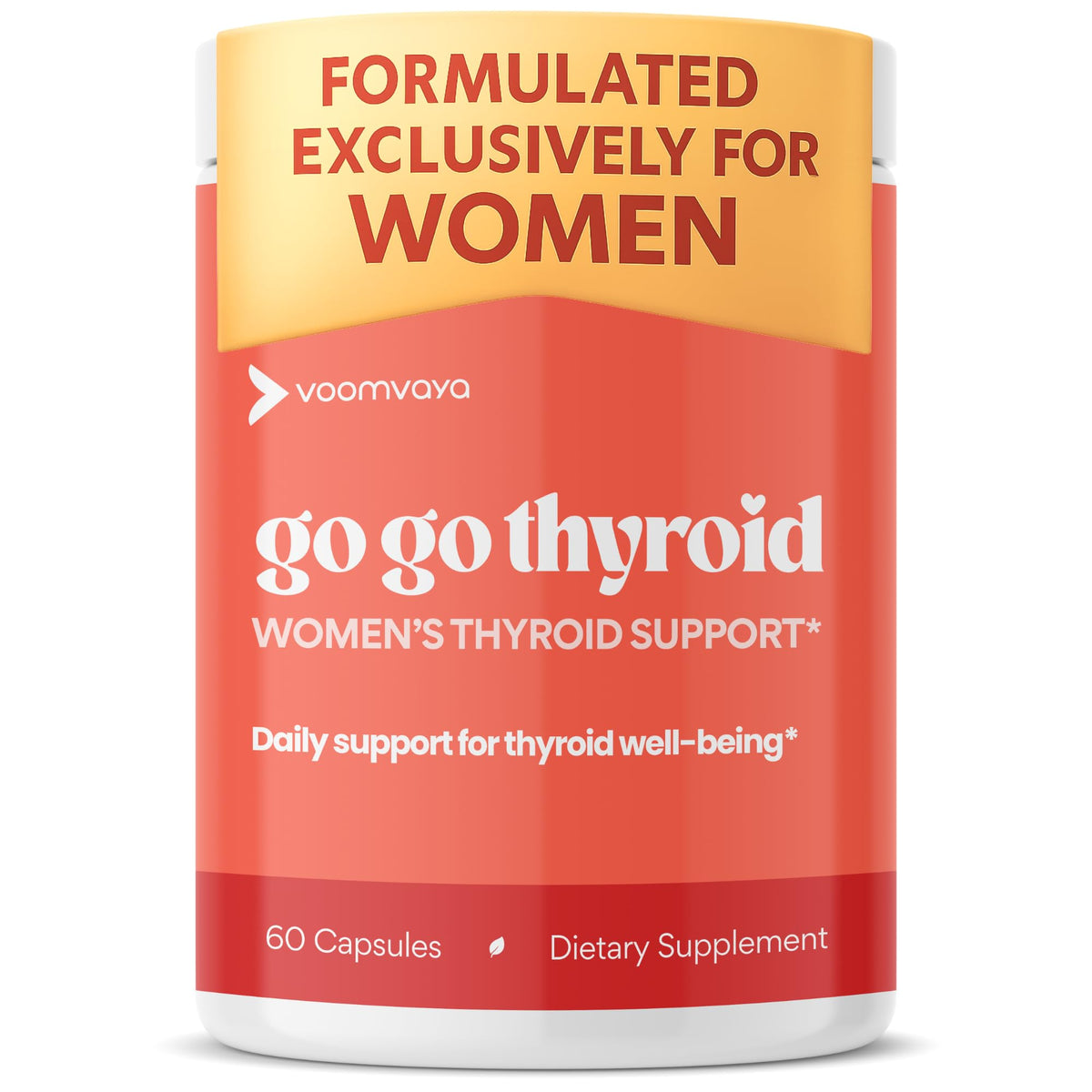 VoomVaya Go Go Thyroid - Thyroid Support for Women 30+ - Female-Focused Hormonal Balance & Thyroid Supplement with Iodine, Selenium & L Tyrosine - 3rd Party Tested - 60 Capsules - Maple Wellness Supplements